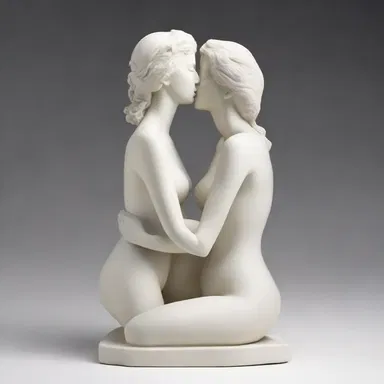 The renowned sculptor crafted a beautiful ceramic statue of a passionate kisser.