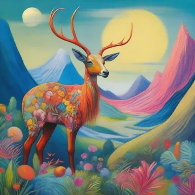 His paintings depicted tall, fantastical creatures roaming through vibrant landscapes.