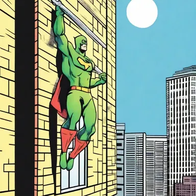 The superhero used a hop pole to swing from one building to another in the comics.