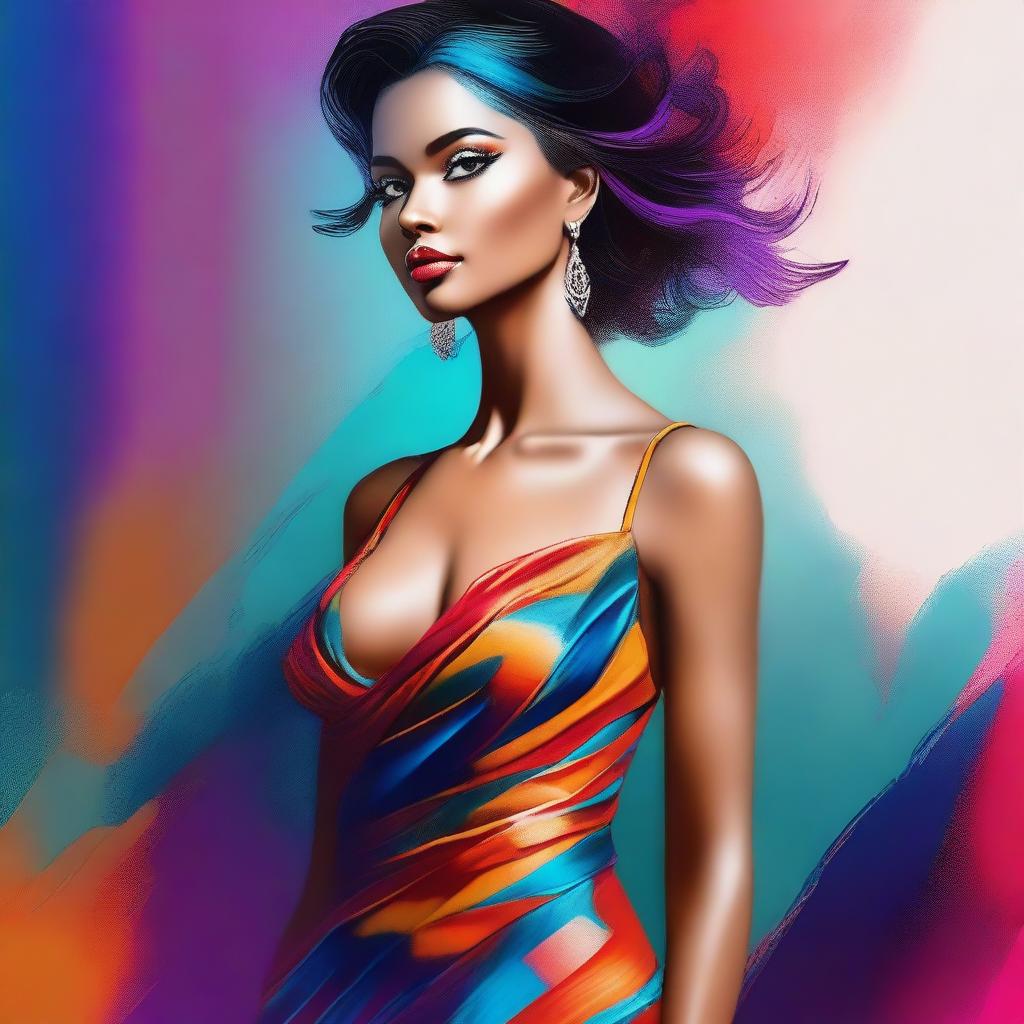A digital art piece featuring an elegant and attractive figure