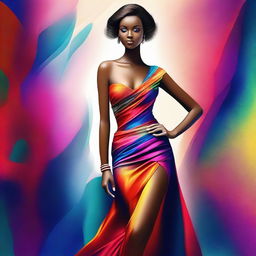 A digital art piece featuring an elegant and attractive figure
