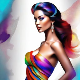 A digital art piece featuring an elegant and attractive figure