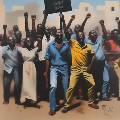 The painting depicted a powerful scene of a group of people protesting against being dispossessed, conveying a strong message about social injustice.