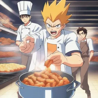 In the anime series, the characters have a special technique where they deep-fry their enemies using their magical powers.