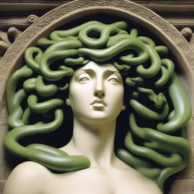 In Greek mythology, Medusa's serpent-like hair and gaze turned those who looked at her into statues, filling them with detestation.
