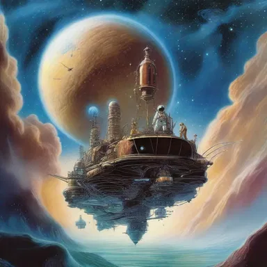 The fantasy novel portrayed an astronautical realm where mystical creatures soared among the stars using enchanted spacecraft.