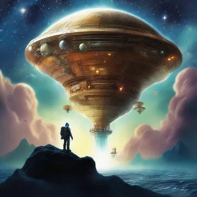 The fantasy novel portrayed an astronautical realm where mystical creatures soared among the stars using enchanted spacecraft.