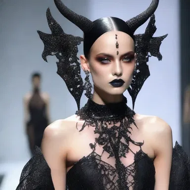 The fashion designer showcased a daring collection on the runway, with models wearing demoniac-inspired makeup and garments.