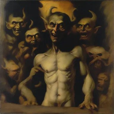 The artist's portrayal of the demoniac in their painting was captivating yet terrifying, with its intense eyes and contorted facial expression.