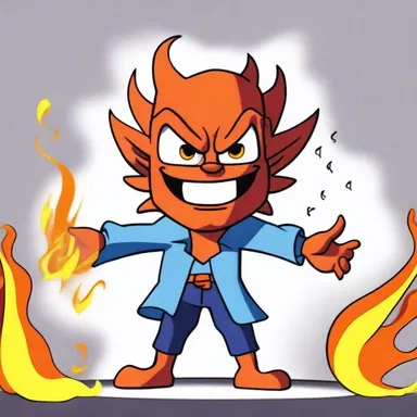 The animated show featured a lovable yet mischievous character who occasionally turned into a demoniac with a fiery aura when angered.