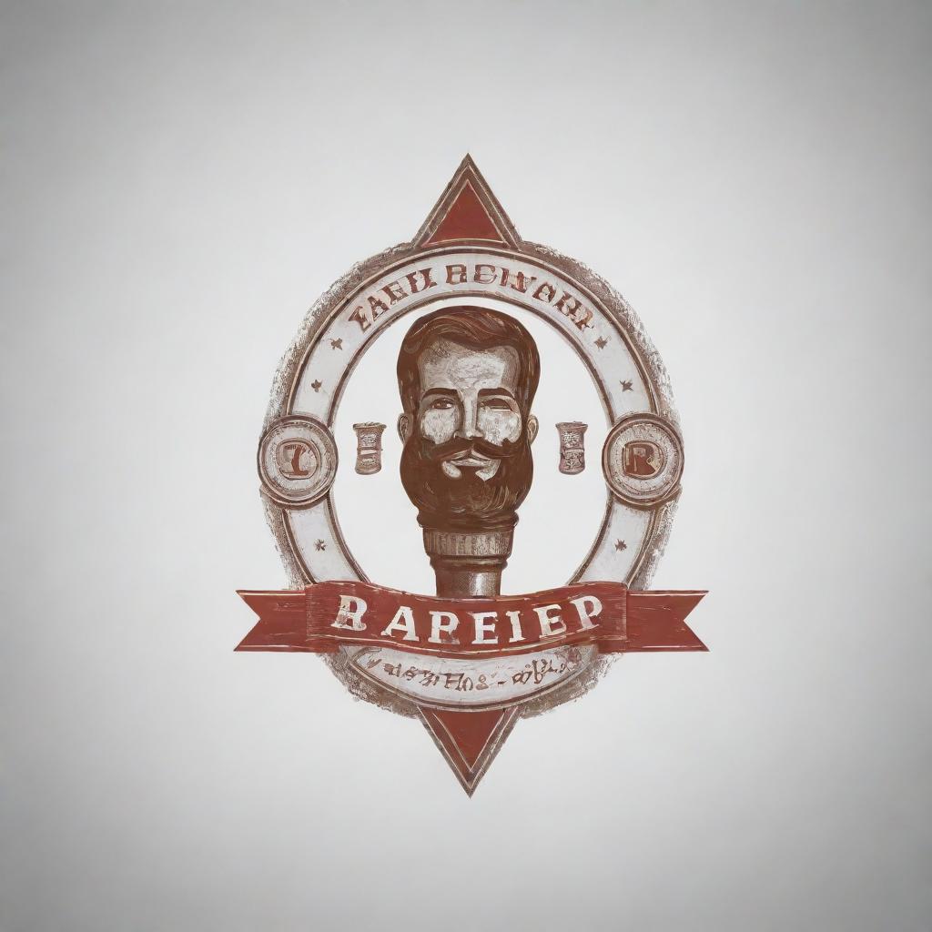 Create a compelling logo for 'Zaffar Barber Shop'. The design should incorporate classic barber elements such as a barber pole and scissors, executed in a modern and masculine style.