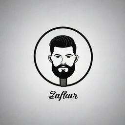 Create a compelling logo for 'Zaffar Barber Shop'. The design should incorporate classic barber elements such as a barber pole and scissors, executed in a modern and masculine style.