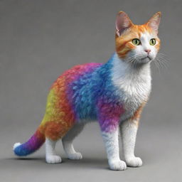 Generate a cat with unique, colorful fur patterns and markings