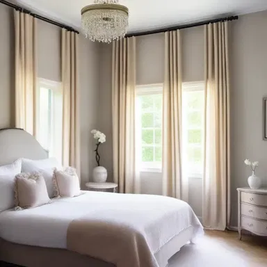 The fringed curtains created a soft and romantic ambiance in the bedroom.