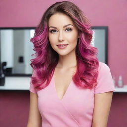 Create an attractive image advertising a deal for a salon. The image should include a discount percentage, salon services offered, and utilize bright, welcoming colors to draw attention.