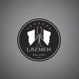 Create a cool and masculine logo for 'Lazz Men's Salon'. Include barber-related elements such as a stylized razor or pair of scissors. The color theme should be strong and bold, suitable for a stylish banner.