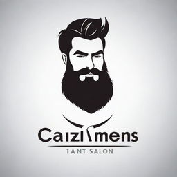 Create a cool and masculine logo for 'Lazz Men's Salon'. Include barber-related elements such as a stylized razor or pair of scissors. The color theme should be strong and bold, suitable for a stylish banner.