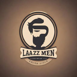 Create a cool and masculine logo for 'Lazz Men's Salon'. Include barber-related elements such as a stylized razor or pair of scissors. The color theme should be strong and bold, suitable for a stylish banner.