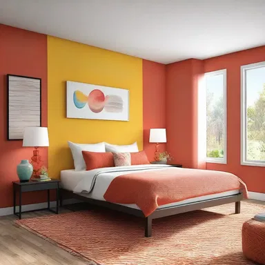 The overbold color choice for the accent wall brings a vibrant energy to the room.