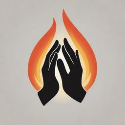 Design a logo featuring hands in prayer position, encapsulated within the flame of a torch. The logo should prominently display the name 'REVIVIL'.