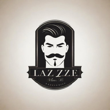 A dynamic and professional logo for 'Lazz Men's Salon', incorporating elements of masculine style, barbering tools, and sleek typography, intended for display on a banner