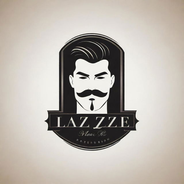 A dynamic and professional logo for 'Lazz Men's Salon', incorporating elements of masculine style, barbering tools, and sleek typography, intended for display on a banner