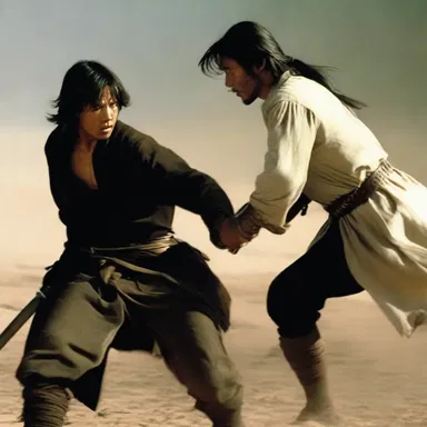 The action-packed movie showcased a thrilling battle scene where the protagonist courageously wielded a sword, striking their enemy with the sharp diaphysis of the weapon.