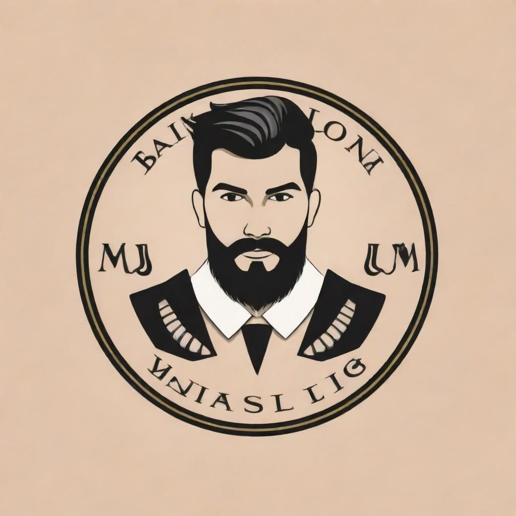 A sharply designed logo for a man's salon representing masculinity and grooming, utilizing barbering symbols and contemporary designs, without any text or name included