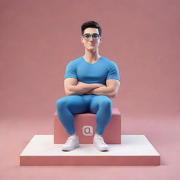 Illustrate a 3D animated character casually resting atop an Instagram logo. Behind the character is an Instagram profile page, with the username 'jsa_anatomy aspirant', 60 followers, and 60 posts. The profile picture should be consistent and appropriate.