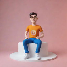 Illustrate a 3D animated character casually resting atop an Instagram logo. Behind the character is an Instagram profile page, with the username 'jsa_anatomy aspirant', 60 followers, and 60 posts. The profile picture should be consistent and appropriate.