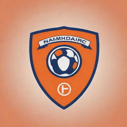 Modify the previously created Namdhari FC logo to adopt an orange color scheme while maintaining the design characteristics of a football club and its touch of classic sophistication.