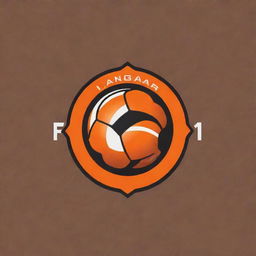 Design a logo for Langar F11 that reflects a sporty and dynamic vibe. Incorporate elements related to football, with 'F11' prominently displayed. The colour scheme should feature vibrant and warm shades of orange.