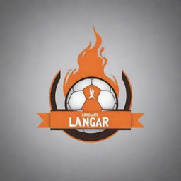 Develop a boldly vibrant logo for 'Langar 11', combining the dynamic nature of football and the team's name. The color scheme should prominently feature orange, alongside white for contrast and balance.