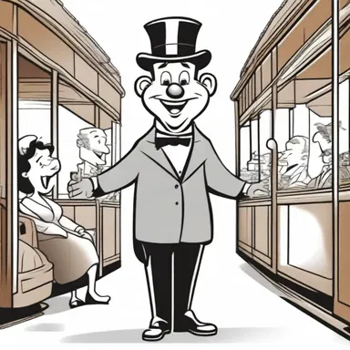 In the cartoon, the conductor of the trolley car was depicted as a cheerful and friendly character who always interacted with the passengers.