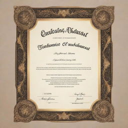 Create an official certificate with ornate borders and elegant typography. It should be titled 'Certificate of Achievement' and the recipient's name should be 'Qais Malikzada'.