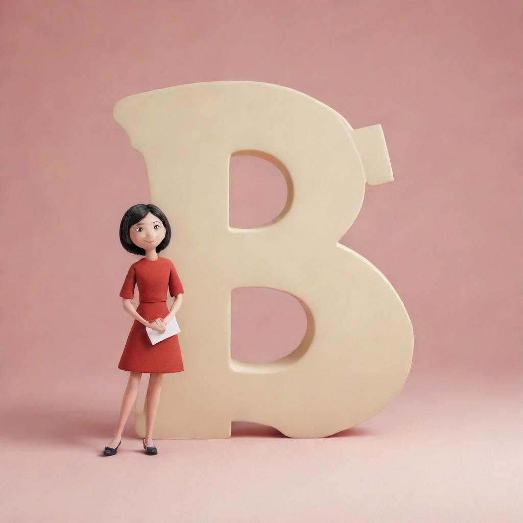 A stylised, animation-style character standing confidently next to a larger-than-life letter 'A'.