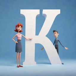 A stylised, animation-style character standing confidently next to a larger-than-life letter 'A'.