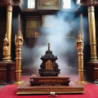 The smoke from the incense befogged the altar, making it difficult to see the sacred symbols.