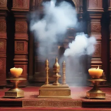 The smoke from the incense befogged the altar, making it difficult to see the sacred symbols.