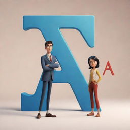 A stylised, animation-style character standing confidently next to a larger-than-life letter 'A'.