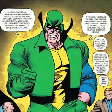 In the comic book, the supervillain's dialogue was filled with bosh and exaggerated claims of world domination.