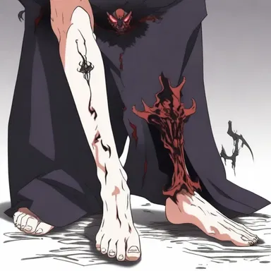 In the popular anime series, the demon character is often depicted with a cloven foot.