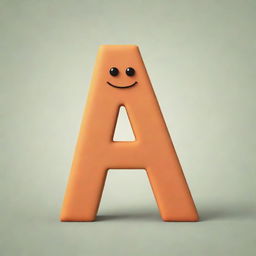 Begin with a simple, block letter 'A'. Now, add child-friendly, animation-style embelishments: gentle curves, large eyes, and smile. Detail this transformation from a plain letter 'A' to a cheerful, animated character, step by step.