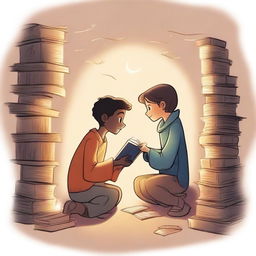 This is a high-quality illustration capturing the essence of friendship and growth