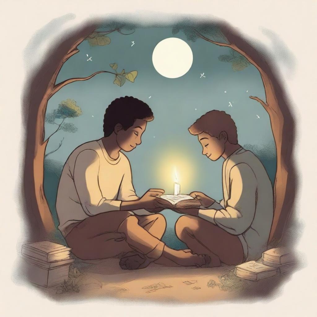 This is a high-quality illustration that portrays the essence of friendship and growth
