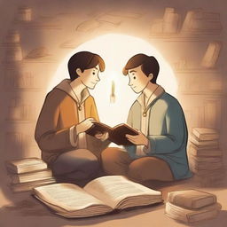 This is a high-quality illustration that portrays the essence of friendship and growth