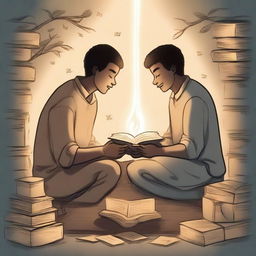 This is a high-quality illustration that portrays the essence of friendship and growth