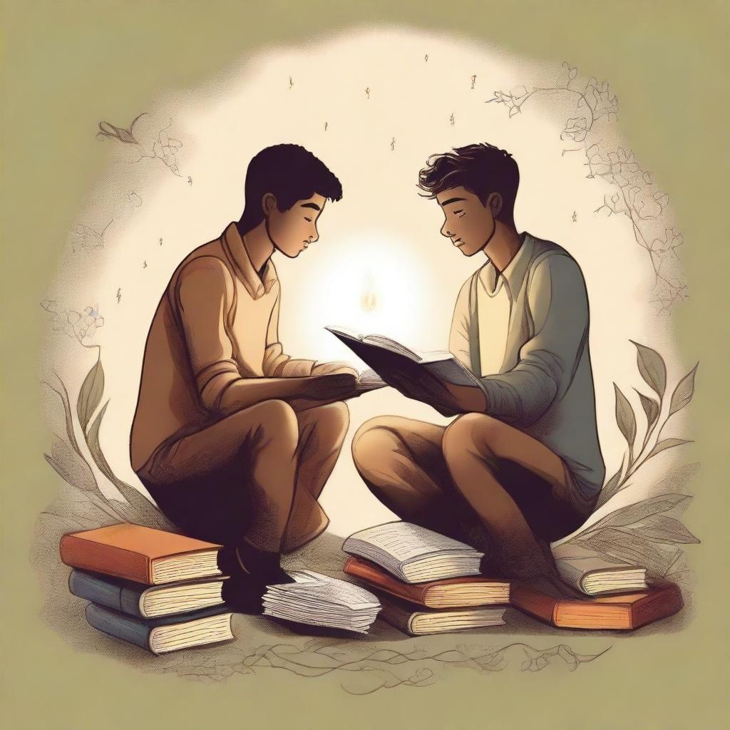 This is a high-quality illustration that portrays the essence of friendship and growth