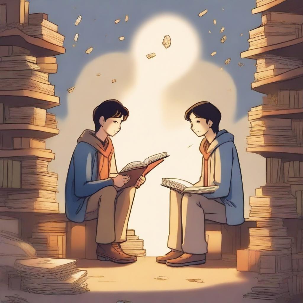 This high-quality illustration vividly captures the essence of friendship and growth