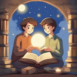 This high-quality illustration vividly captures the essence of friendship and growth